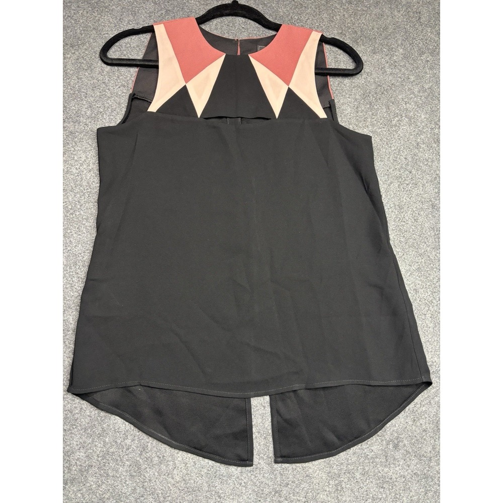 BCBGMAXAZRIA XXS Colorblock Sleeveless Split Back Blouse Top NWT Black